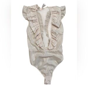 Victoria's Secret Sheer Cream Blouse bodysuit S